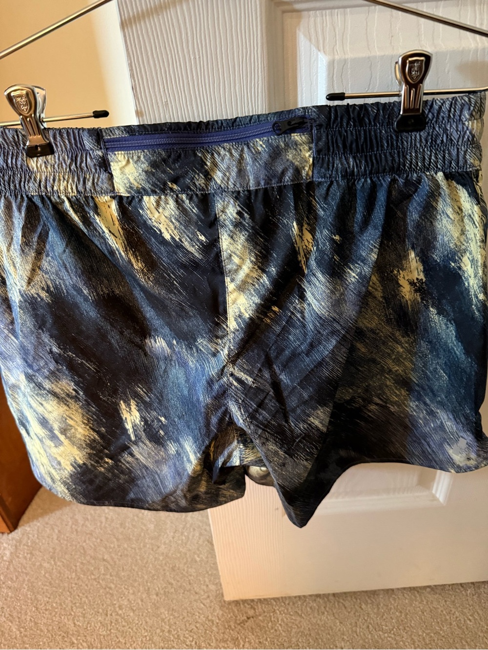 The North Face Women's Athletic Shorts - Navy & Yellow Brushstroke